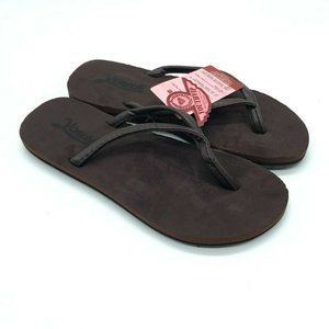YouthVIP Womens Flip Flop Sandals Faux Leather Brown Size 9